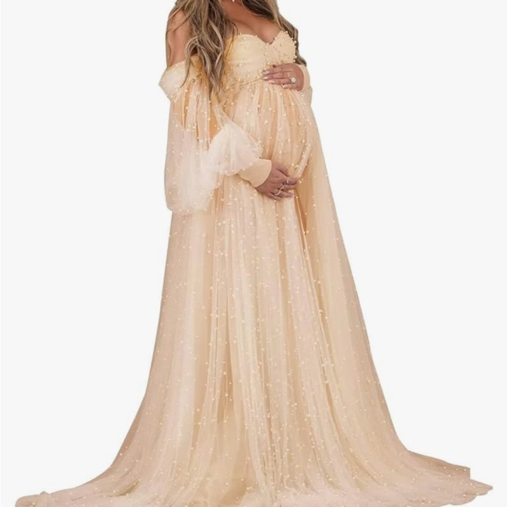 Elegant Cream Maternity Gown